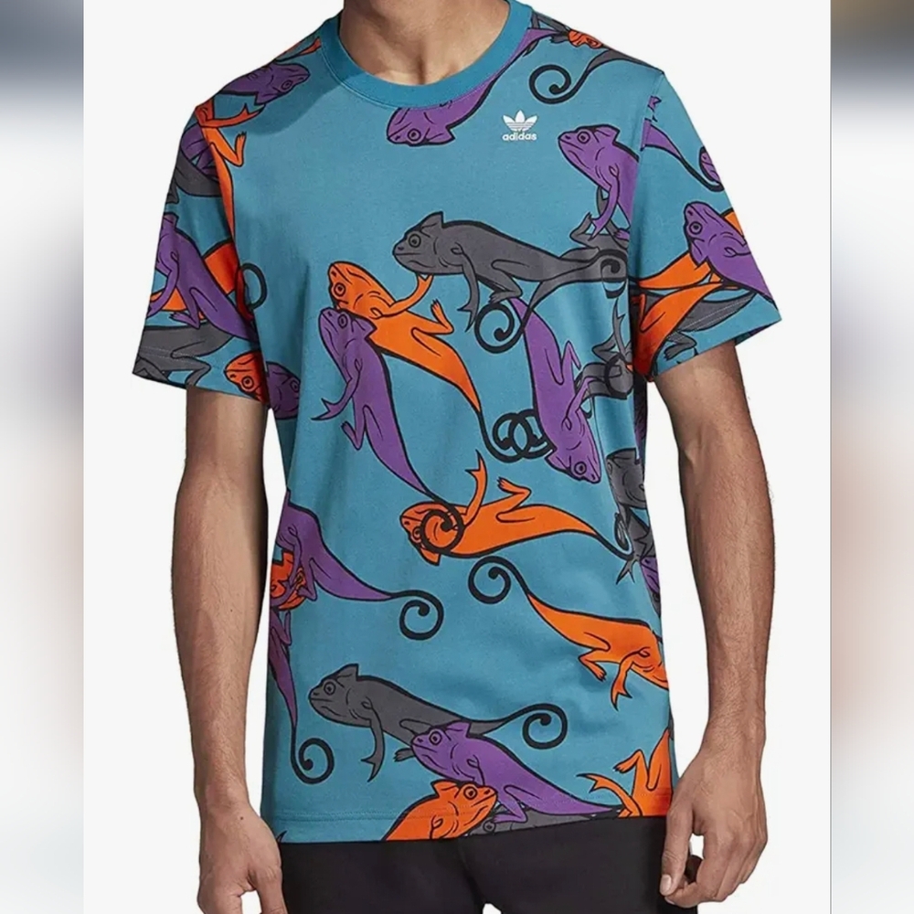 NWOT adidas Originals Trefoil All-Over Multicolor Chameleon Print | Mens SzM